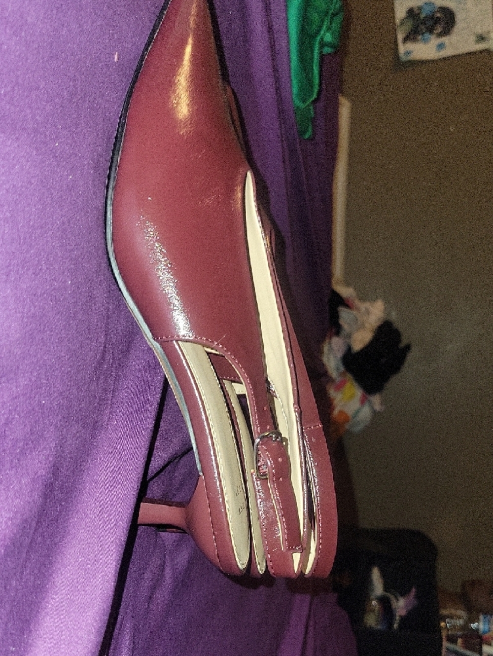 a new day Burgundy Pointed Slingback Heels (Wore Once!) - Picture 2 of 5